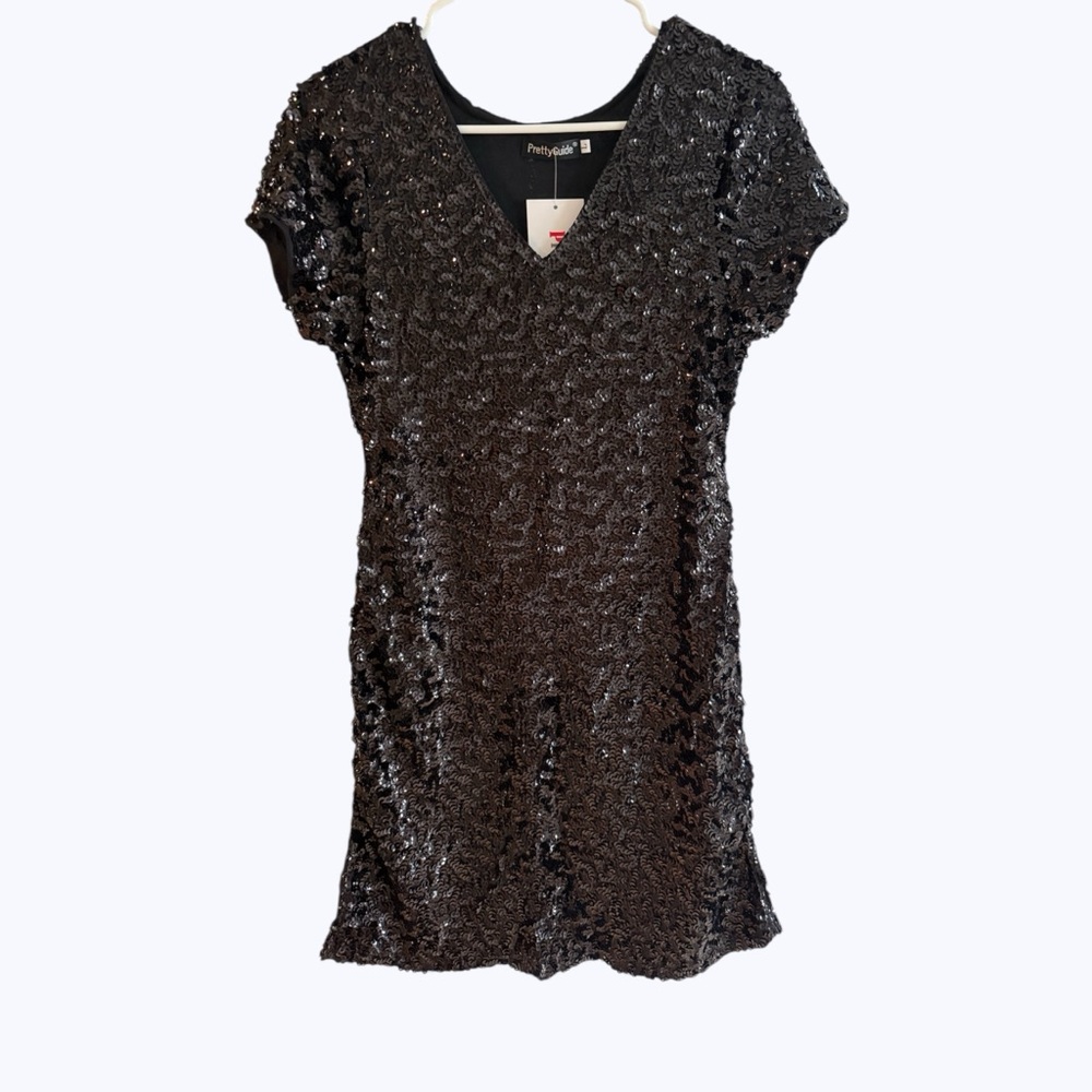 PrettyLittleThing Black Sequin Mini Dress